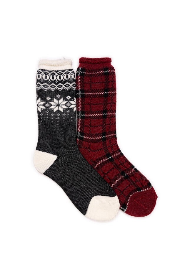 Women'S Tall Heat Retainers (2 Pair Pack) Socks, BLACK RED, hi-res image number null