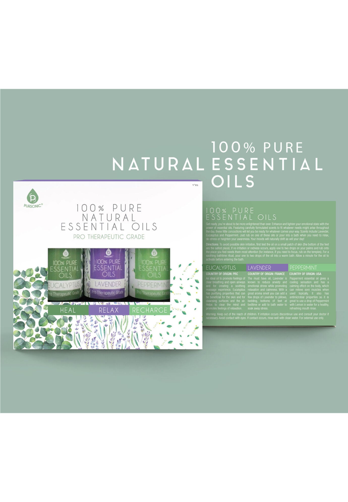 Pure Essential Aromatherapy Oils Gift Set, , on-hover image number 1
