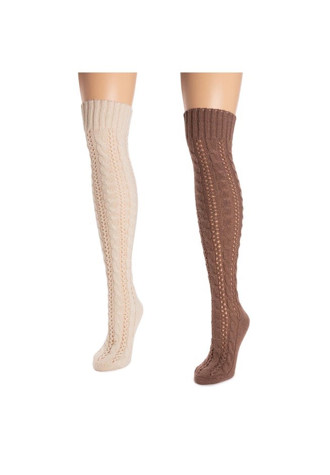 Slouch Knit Cable (2 Pair Pack) Socks, , on-hover image number null