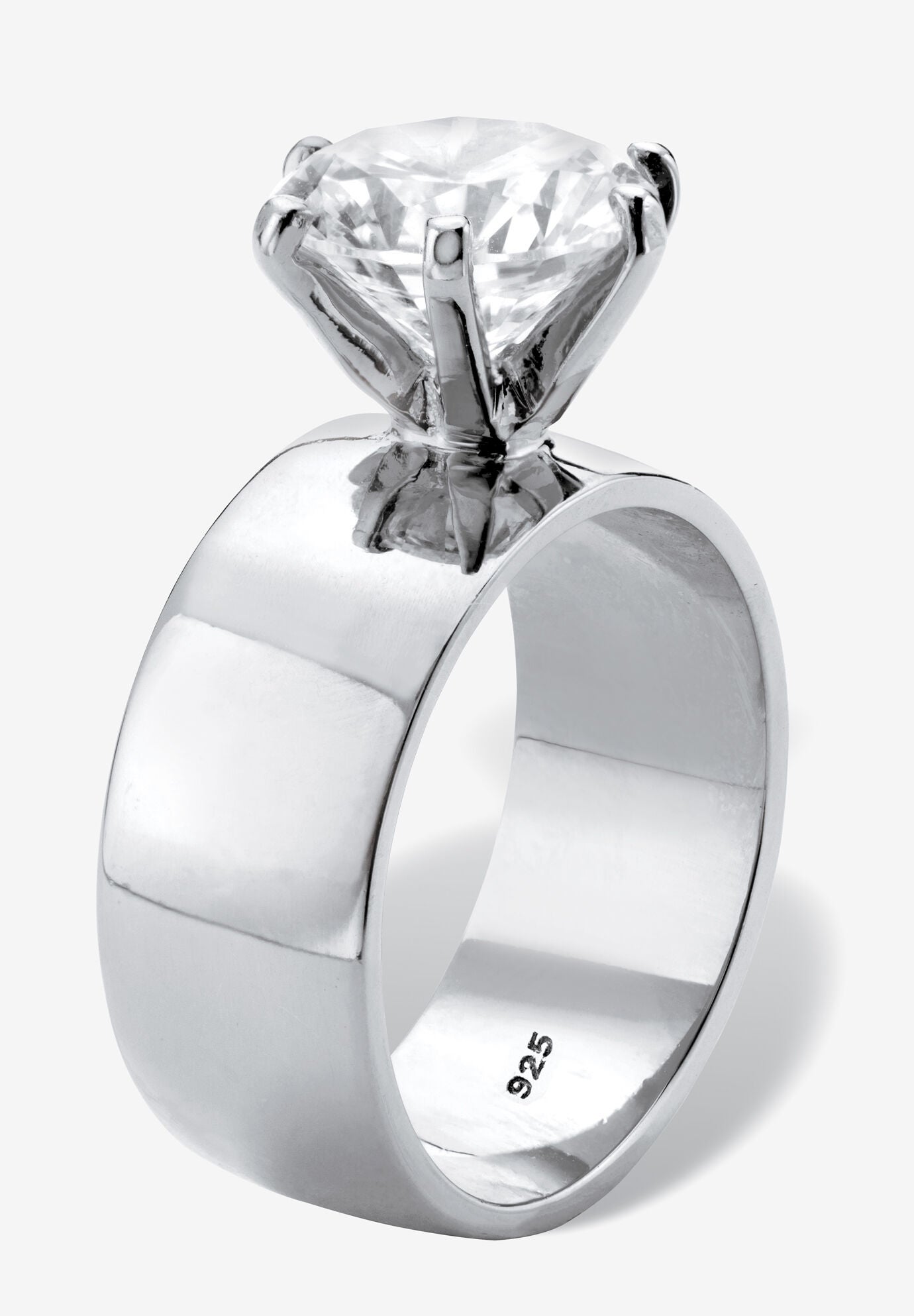 4 Tcw Round Cubic Zirconia Solitaire Ring In .925 Sterling Silver, , on-hover image number 1