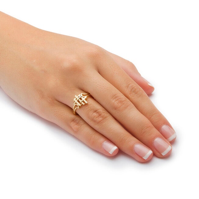 Diamond Accent Solid 10k Yellow Gold Triple Cross Ring, WHITE, alternate image number null