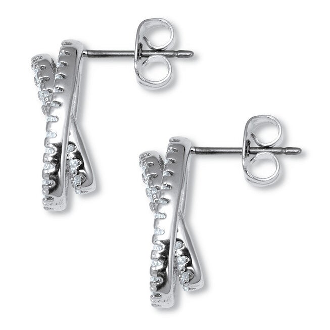 .80 TCW Round CZ Platinum-Plated Ear Concentric Circle Earrings, WHITE, on-hover image number null