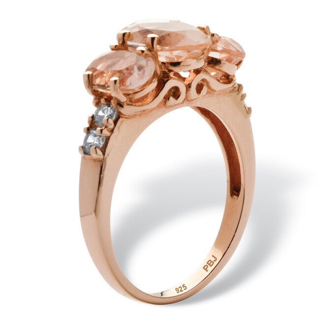 2.82 TCW Simulated Pink Morganite CZ 18k Rose Gold-Plated Sterling Silver Ring, PINK, on-hover image number null