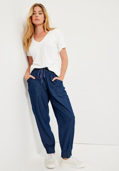 June + Vie By Roaman's Women's Plus Size Curvie Fit Corner Office Pants,  10/12 - Black : Target