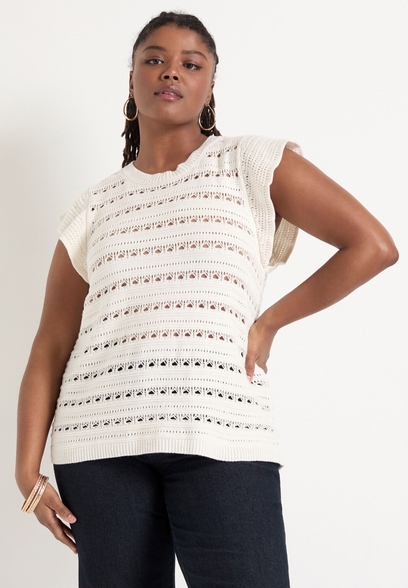 Ruffled-Sleeve Top, SUGAR SWIZZLE, alternate image number 3