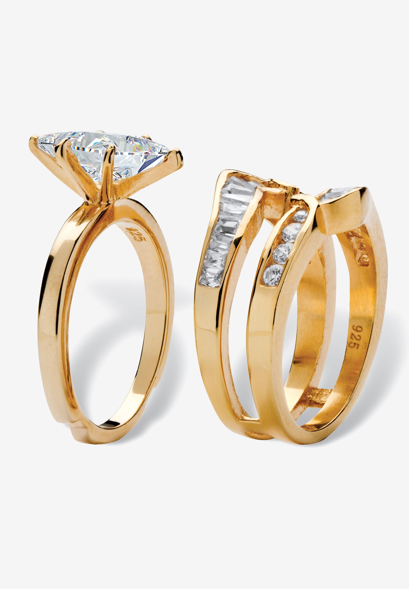 Yellow Gold Over Sterling Silver Cubic Zirconia 2-Piece Jacket Bridal Set, , on-hover image number 1