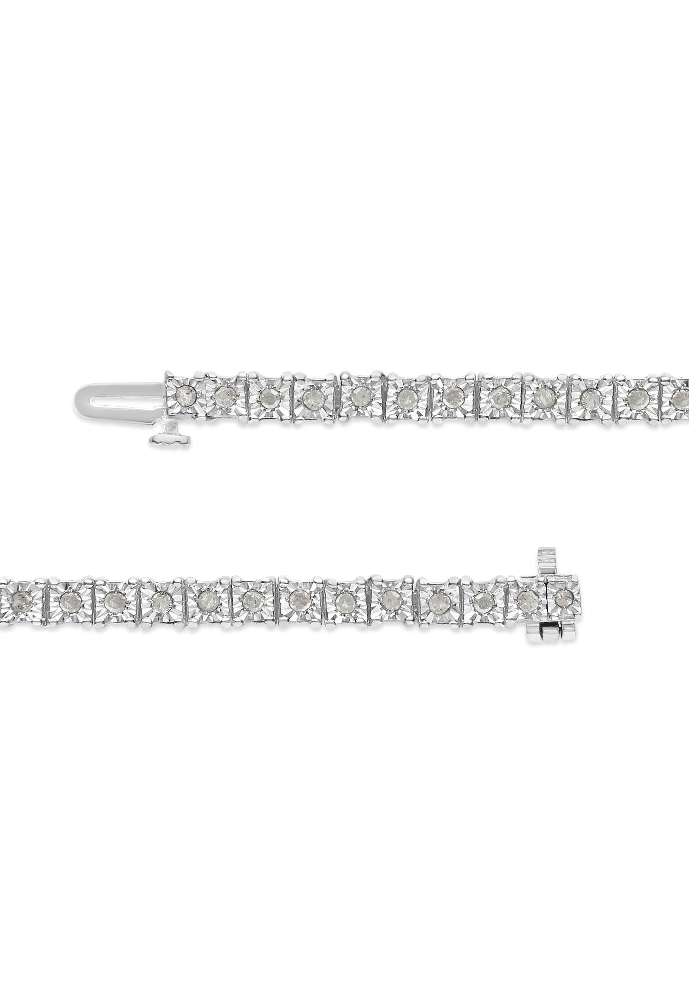 Sterling Silver Diamond Square Frame Miracleset Tennis Bracelet 8 inches, , alternate image number 3