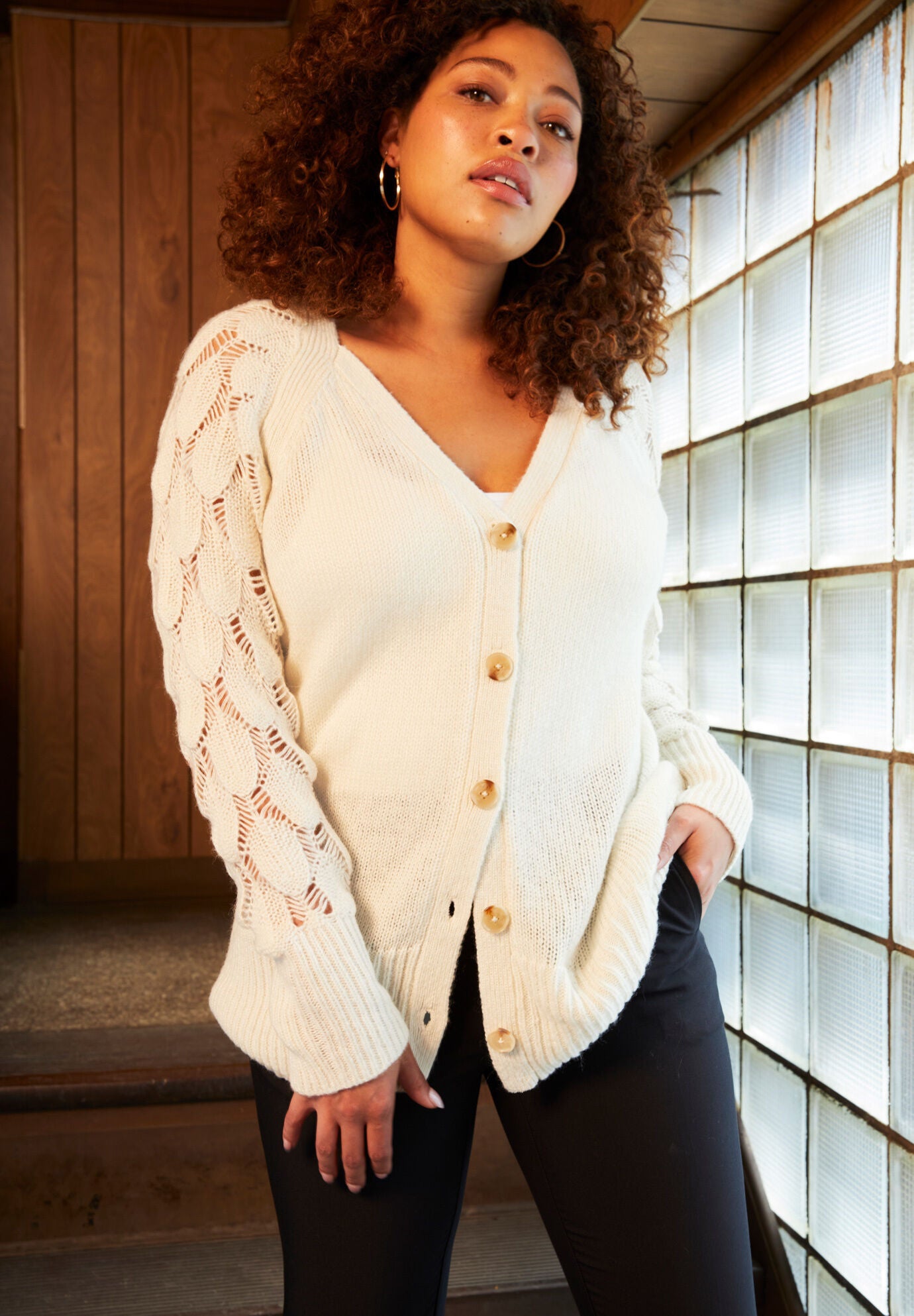 Openwork Cardigan, , alternate image number 4