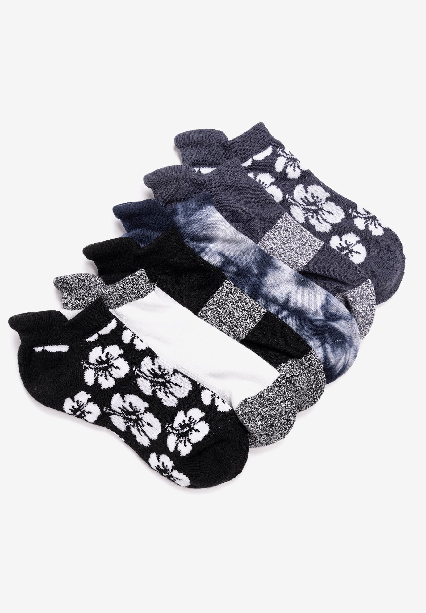 6 Pack Ankle Sport Sock, EBONY, hi-res image number 0