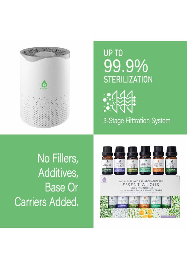 Air Purifier With 6-Pack Premium Essential Oils Collection, , on-hover image number 1