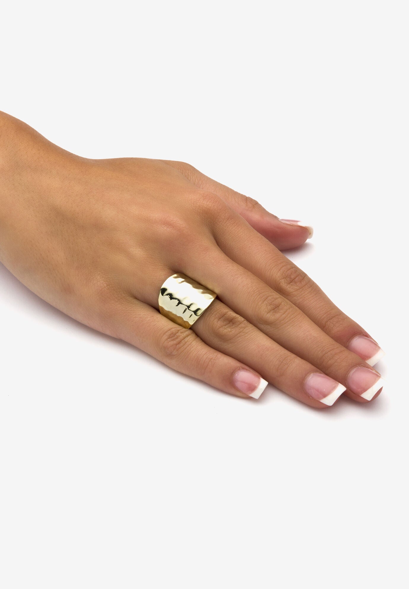 Yellow Gold-Plated Hammered Style Cigar Band Ring (5Mm) Jewelry, , alternate image number 2