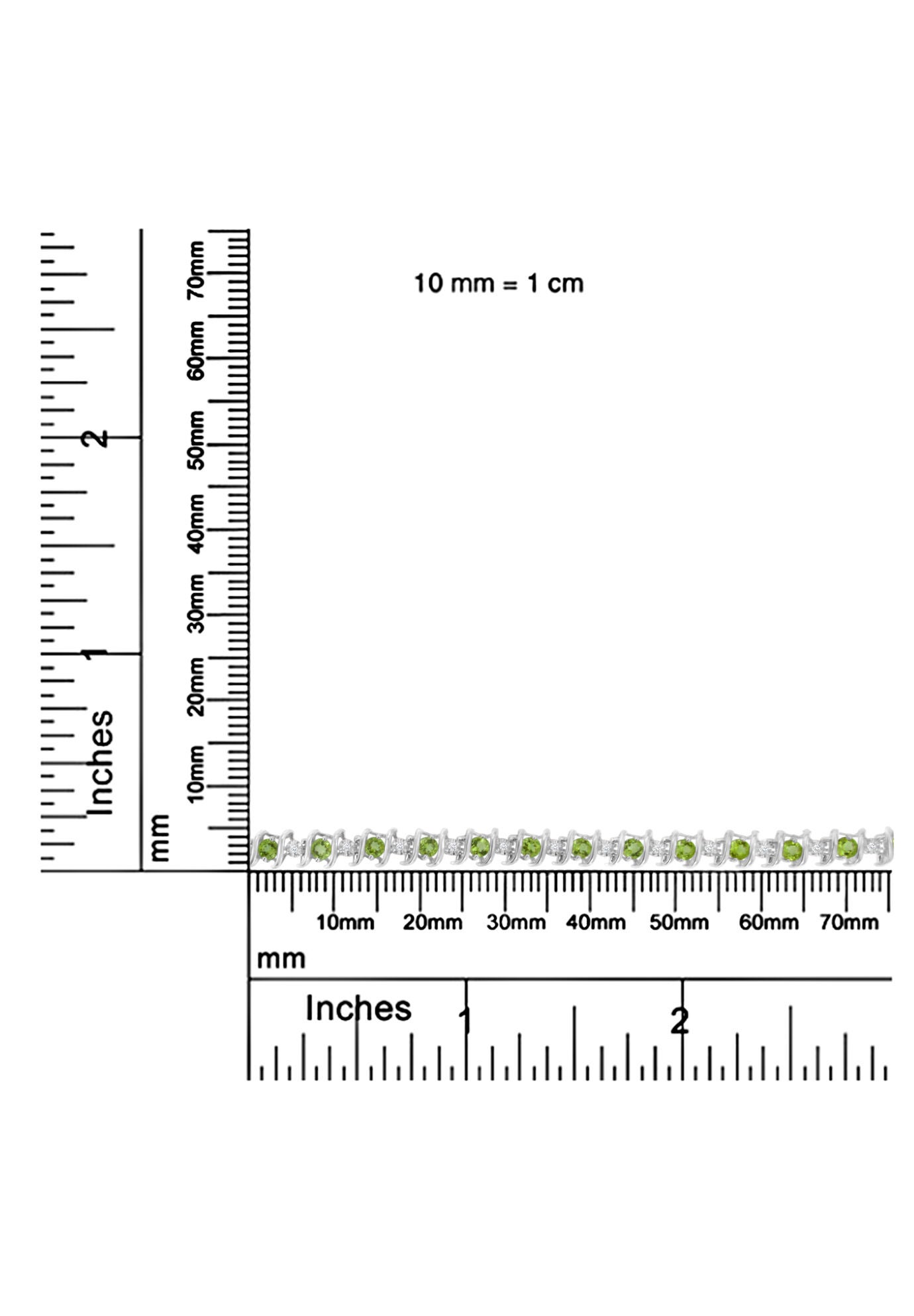 Sterling Silver Gemstone & Round Diamond Tennis Bracelet Green Peridot August Birthstone, , alternate image number 7