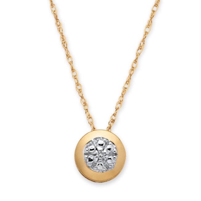 Round Diamond Accented Slide Pendant in Solid 10k Gold, WHITE, hi-res image number null