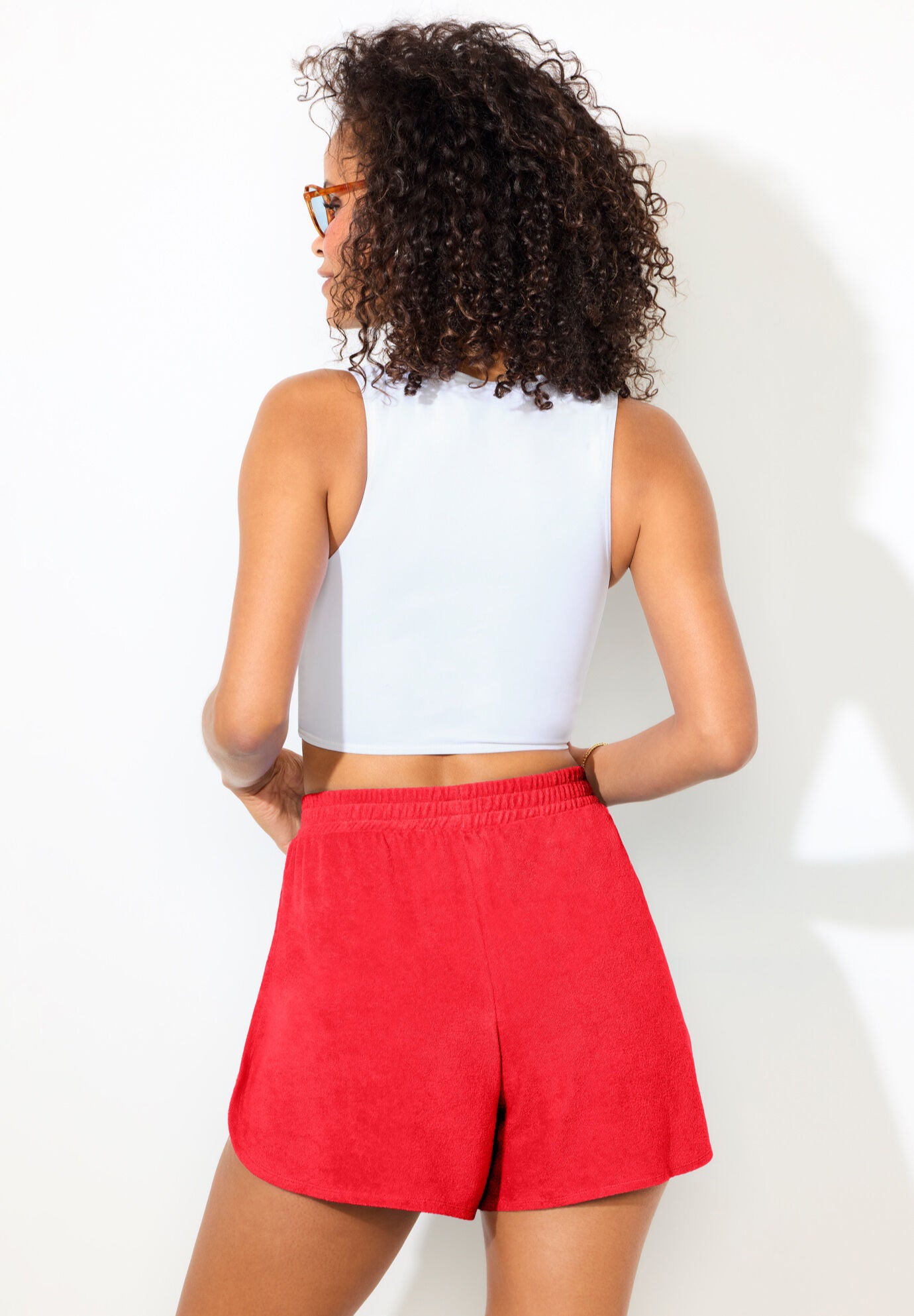 Baby French Terry Shorts Cover Up, RUBY, on-hover image number 1