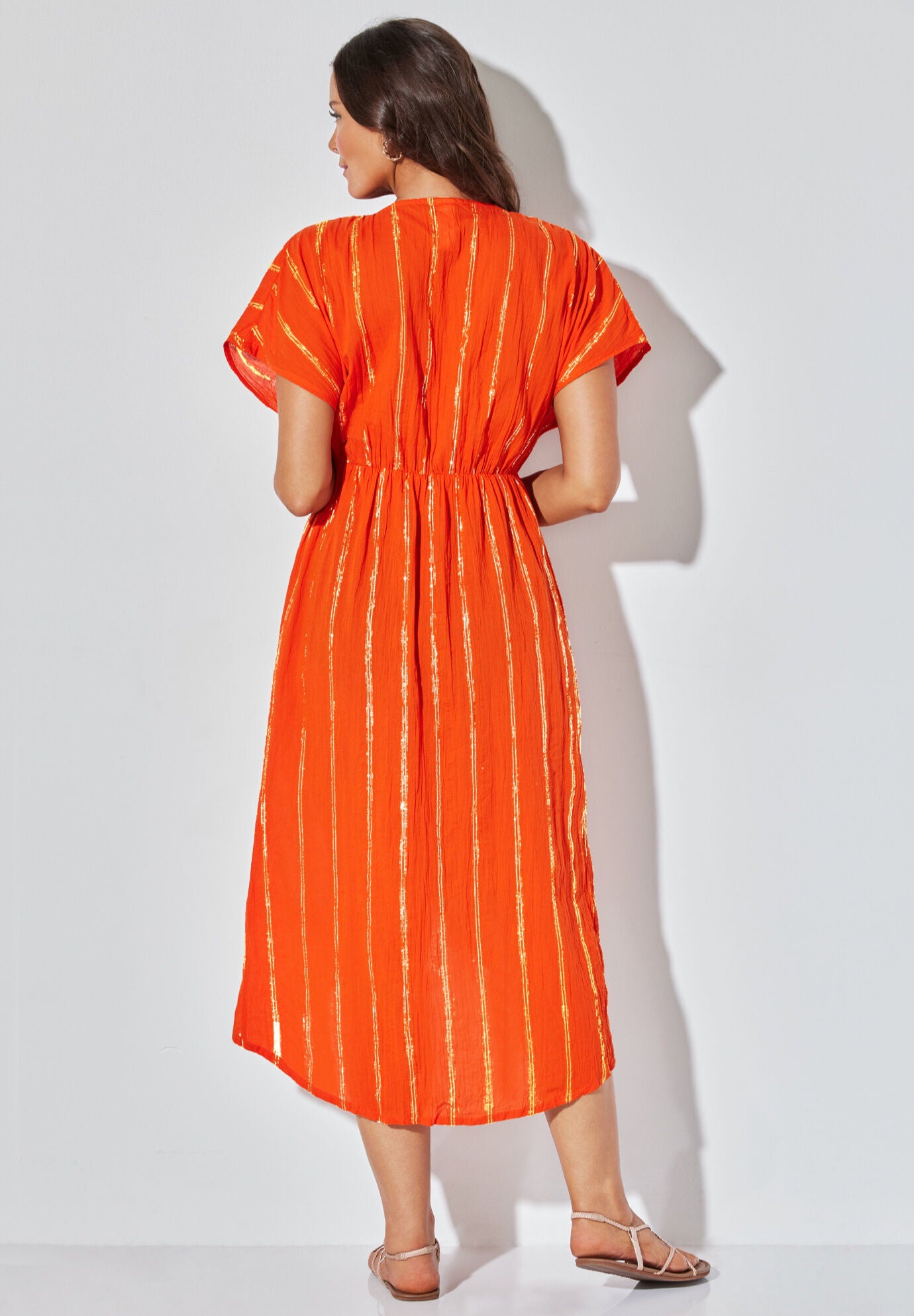 Twist Front Shimmer Cover Up Dress, CHILI, on-hover image number 1