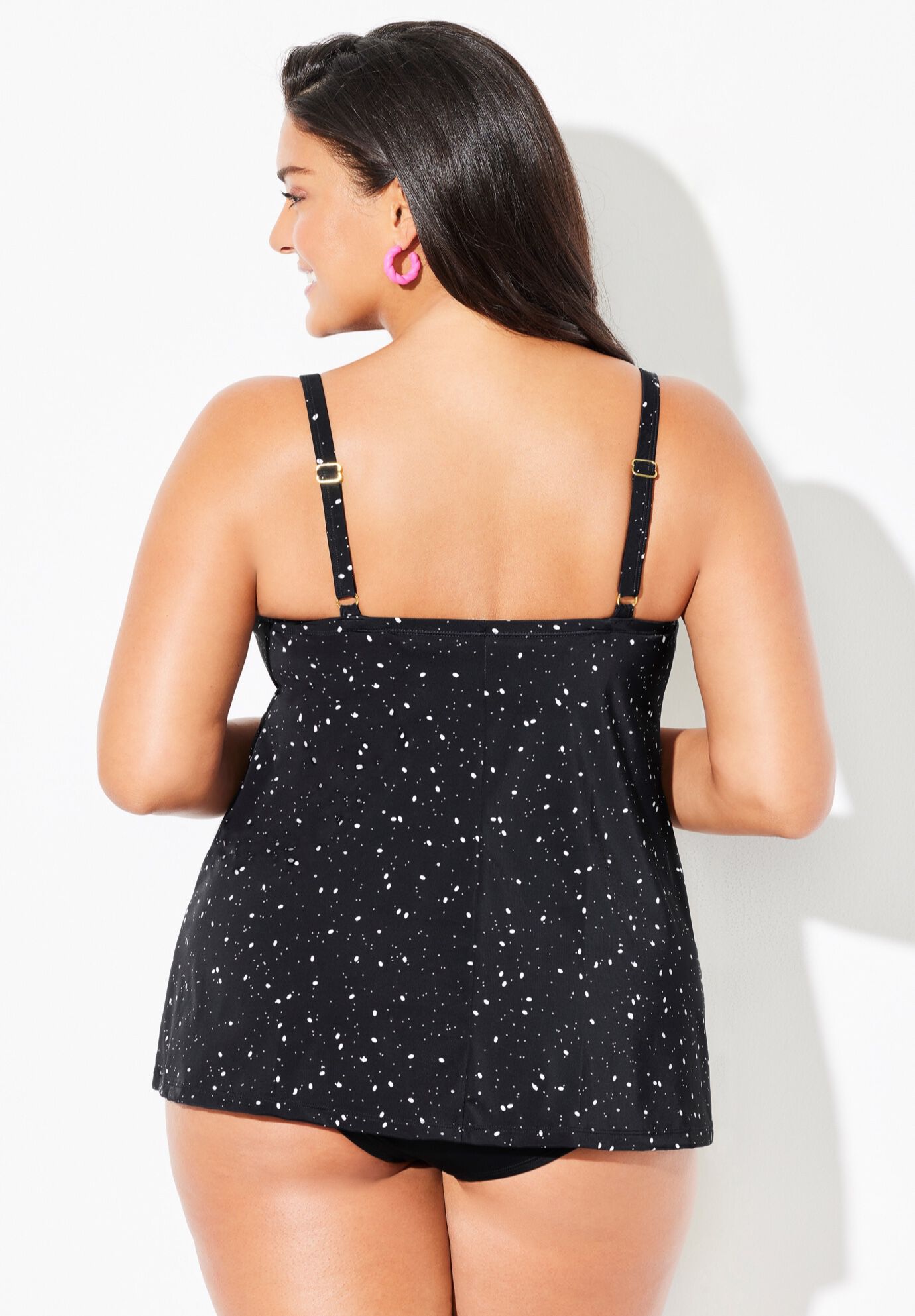 Bra Sized Faux Flyaway Underwire Tankini Top, STARRY NIGHT, alternate image number null