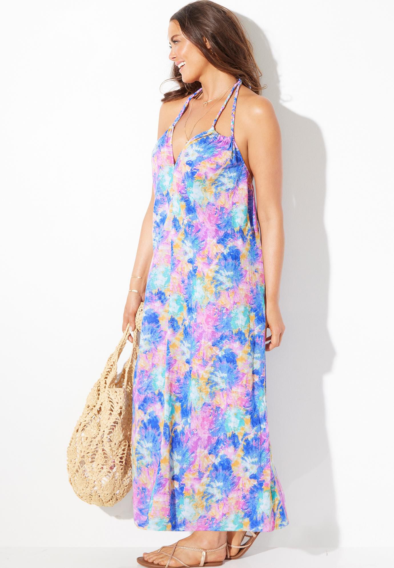 Braided Strap Gauze Maxi Dress, , alternate image number 3