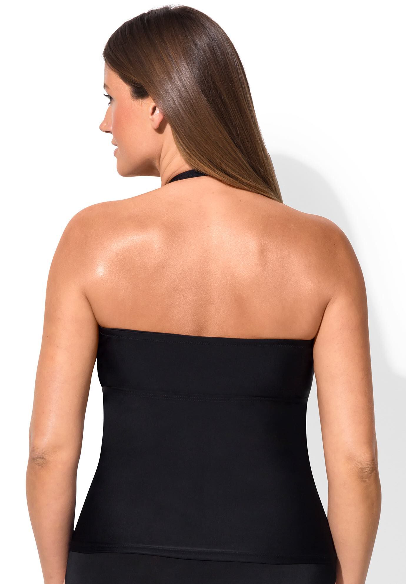 Fringe Bandeau Tankini Top, BLACK, on-hover image number 1