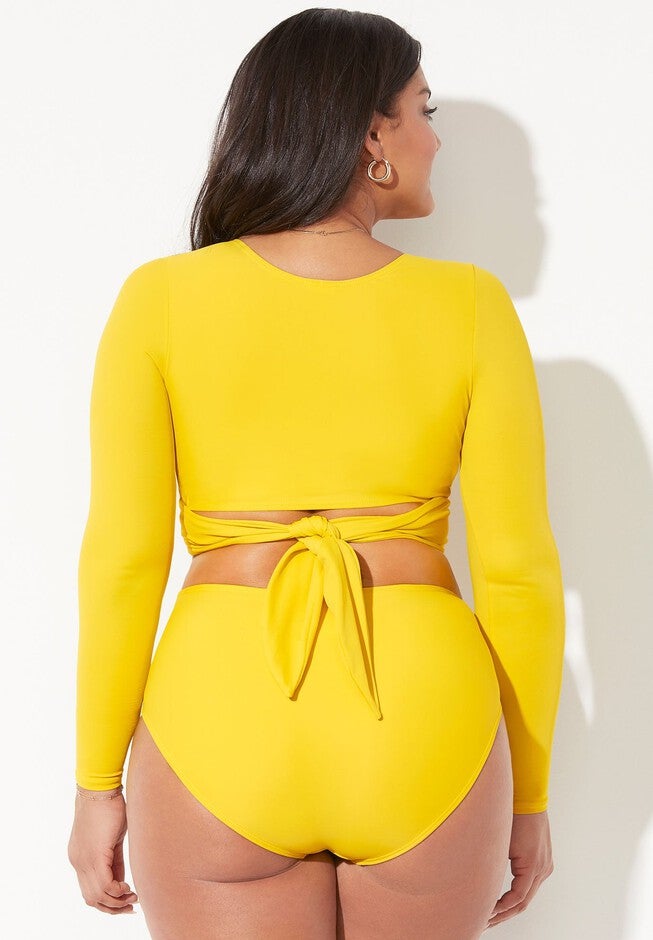 O-Ring Long Sleeve Bikini Top, MEDALLION, on-hover image number null