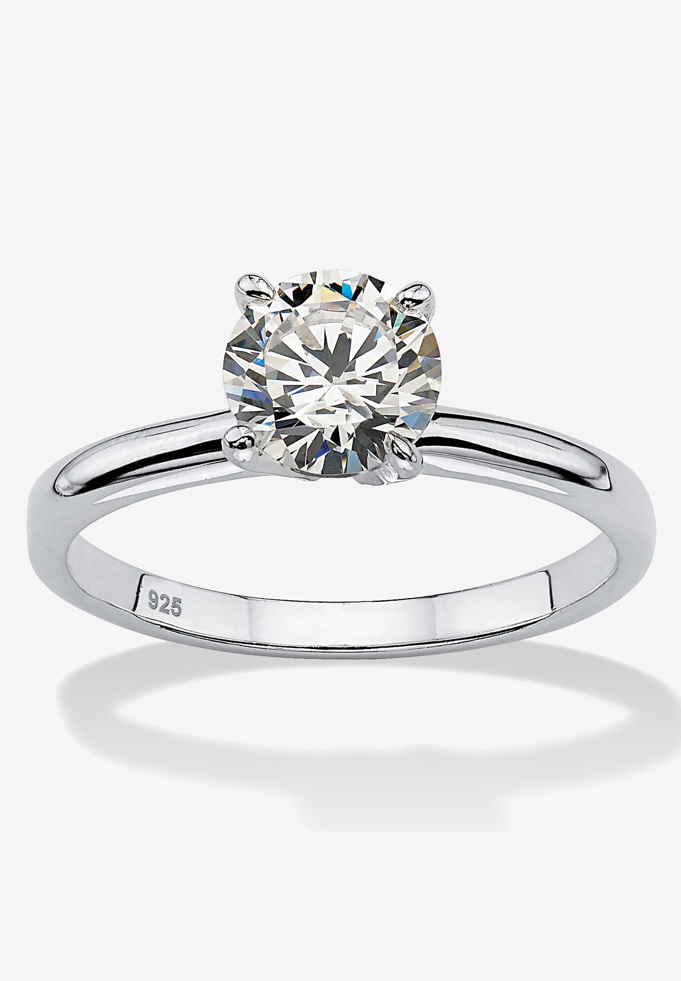 Sterling Silver Cubic Zirconia Solitaire Engagement Ring, CUBIC ZIRCONIA, hi-res image number 0
