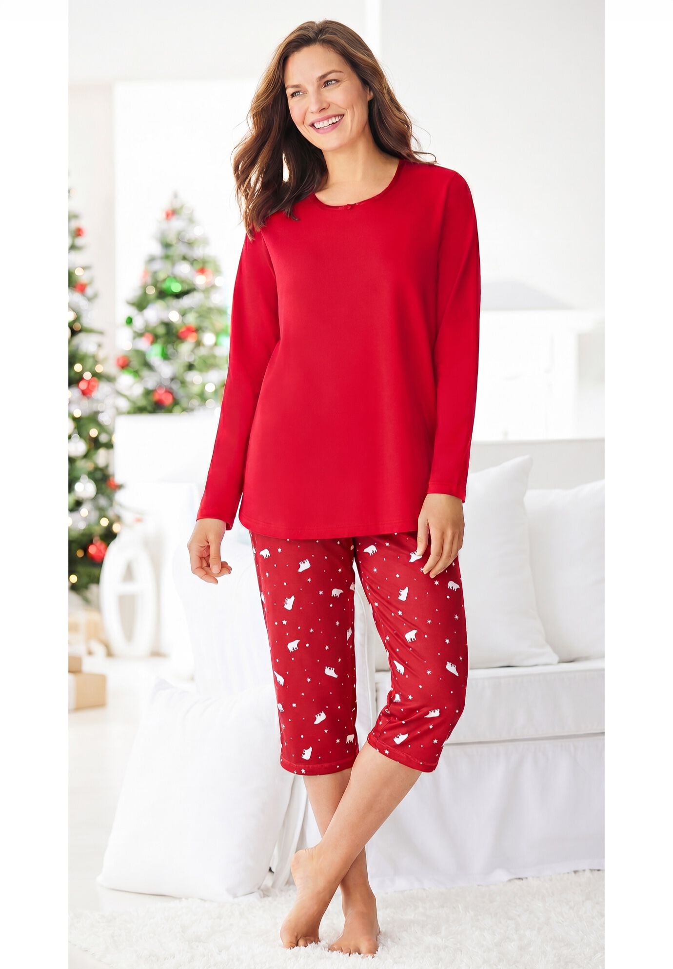 Satin Trim Sleep Tee, , alternate image number 6