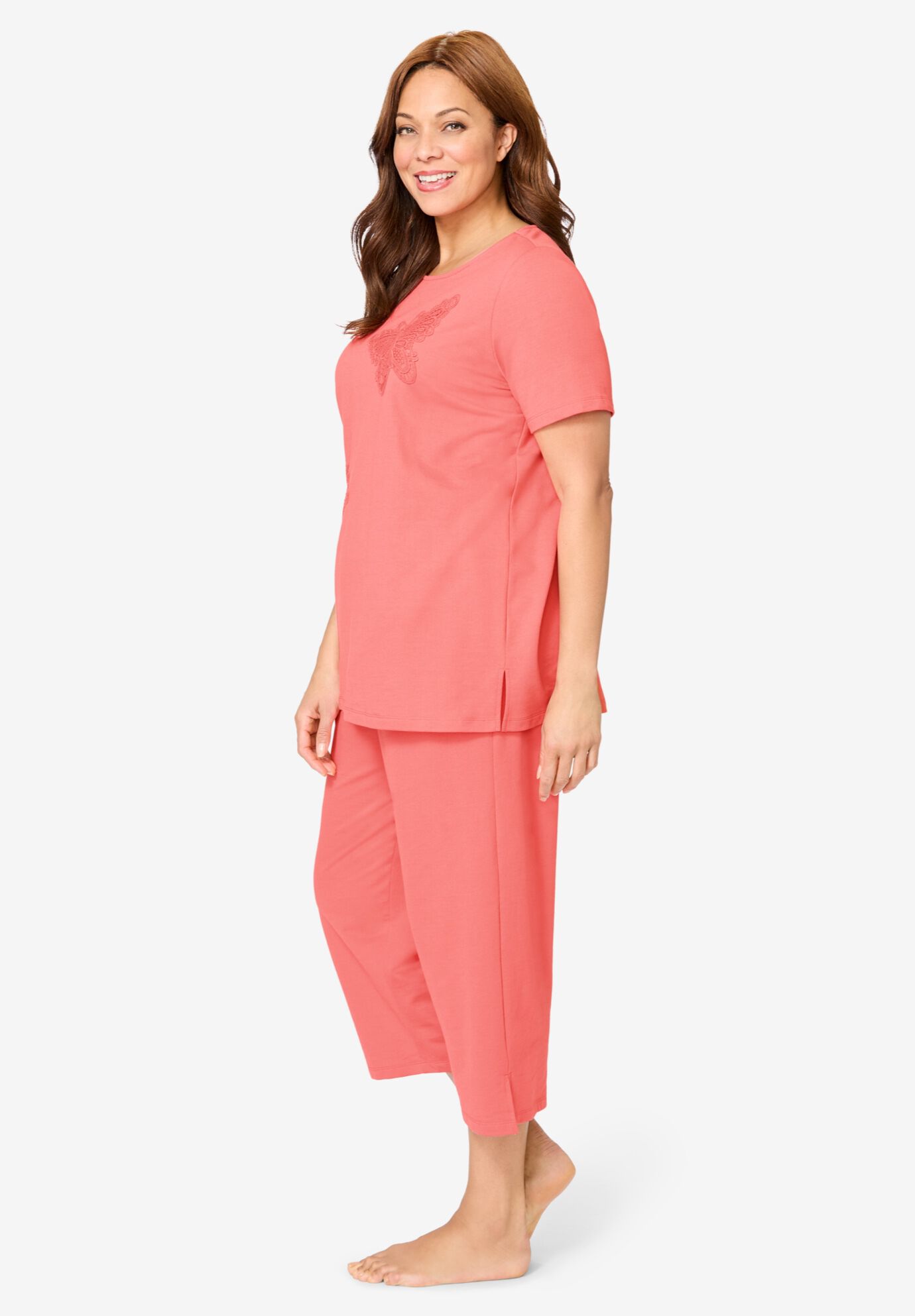 2-Piece Applique Capri, EVENING BLUE, alternate image number 3