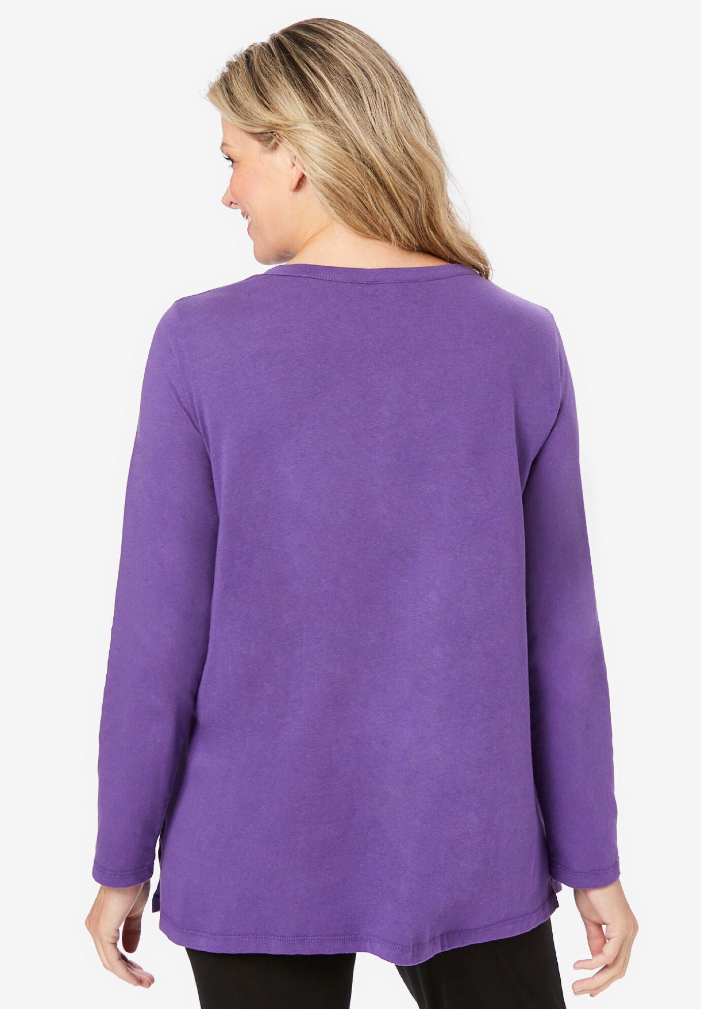 Long Sleeve Henley Sleepshirt, , on-hover image number 1