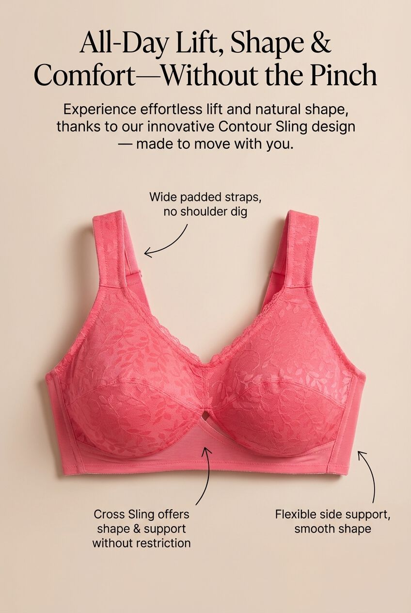 Full Coverage Sling Double Band Lace Bra, , alternate image number 6