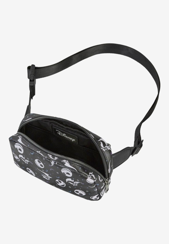 Disney Nightmare Before Christmas Jack Skellington Belt Bag Crossbody Zippered All Over Print Faux Leather, , alternate image number null