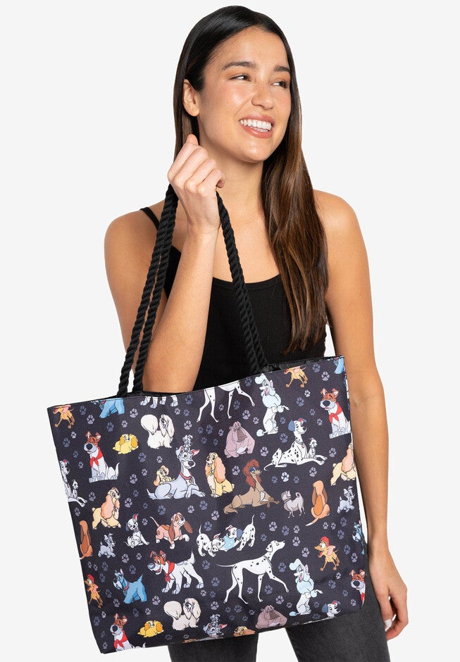 Disney Dogs Travel Rope Tote Bag Carry-On Paw Prints 101 Dalmatian, , on-hover image number 1