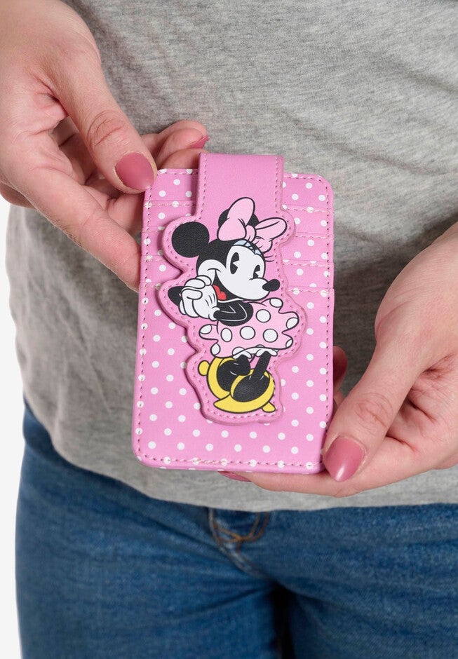 Disney Minnie Mouse Card Holder Wallet Polka Dot Button Snap Closure, , on-hover image number null