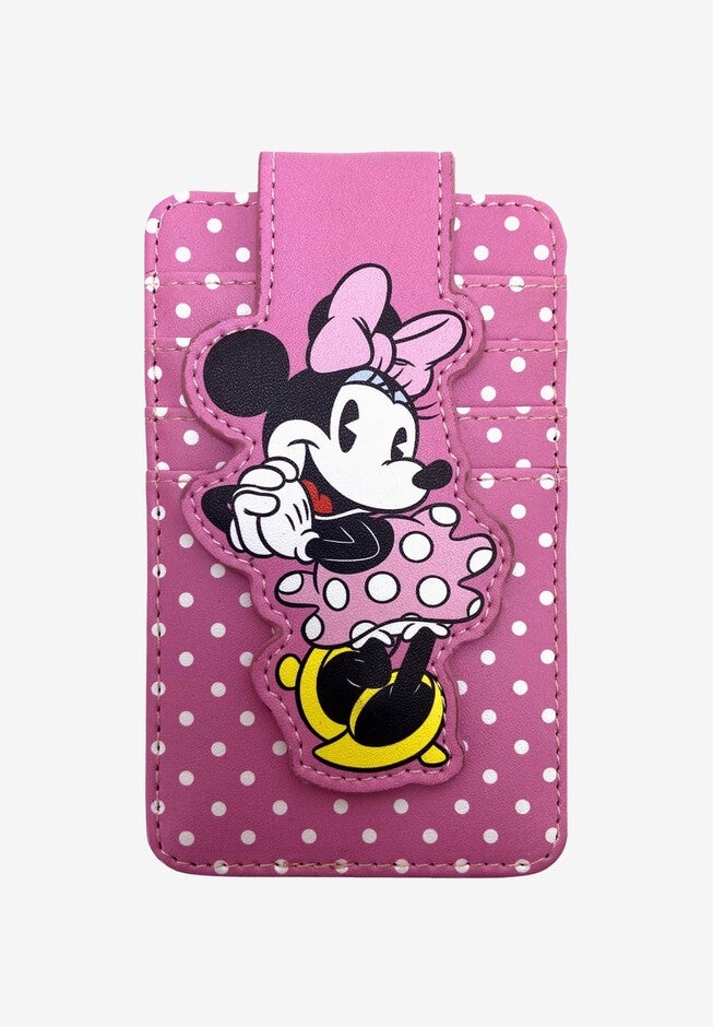 Disney Minnie Mouse Card Holder Wallet Polka Dot Button Snap Closure, PINK, hi-res image number null