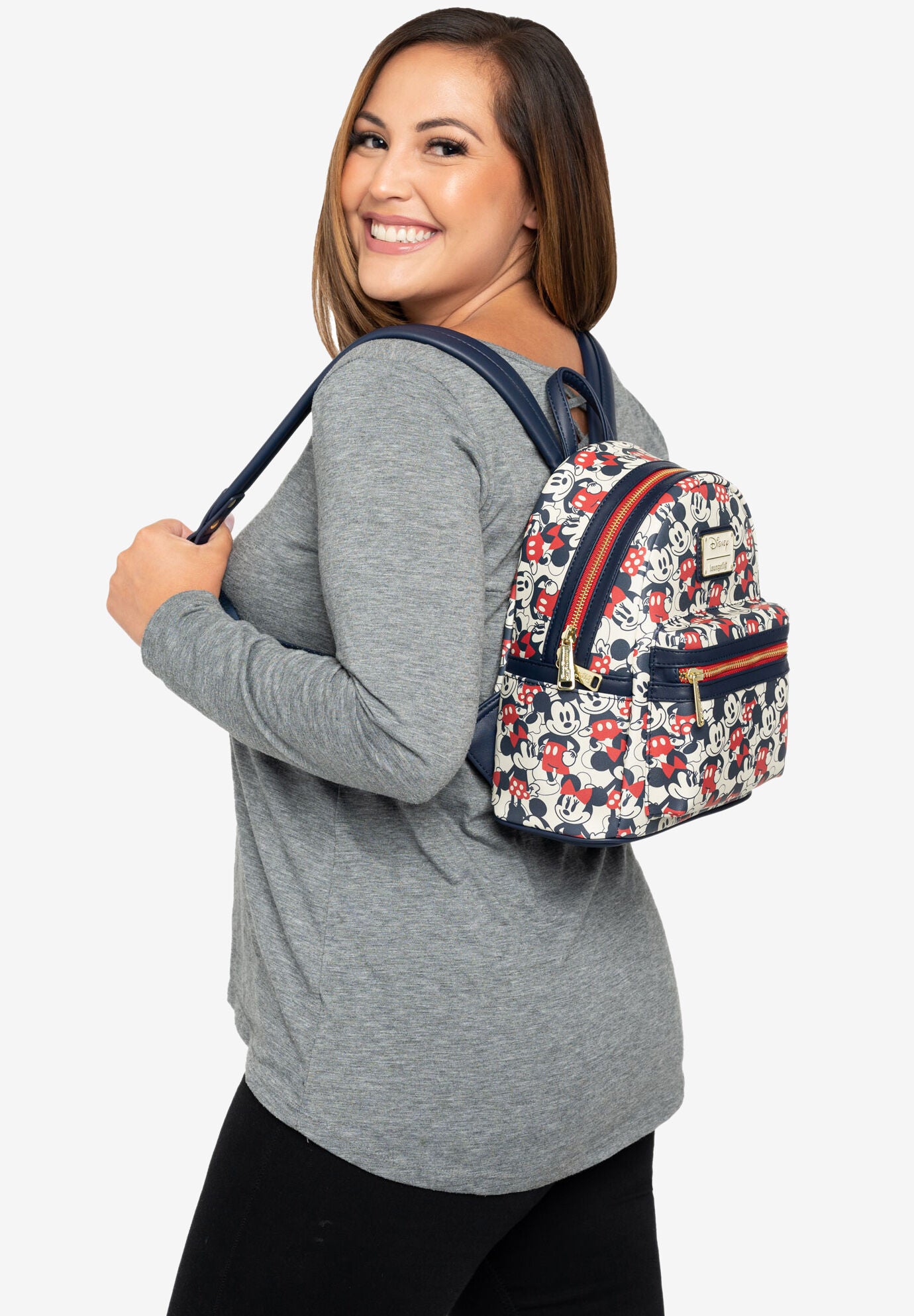 Loungefly x Disney Mickey & Minnie Mini Backpack Handbag All-Over Print Navy, , alternate image number 4