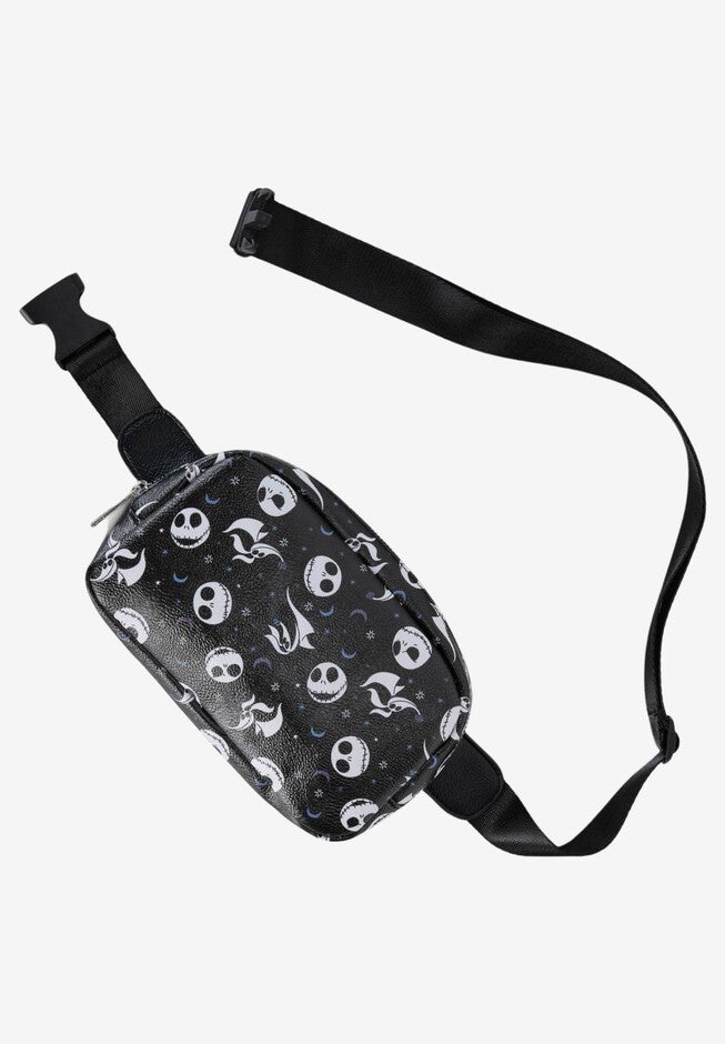Disney Nightmare Before Christmas Jack Skellington Belt Bag Crossbody Zippered All Over Print Faux Leather, , alternate image number null