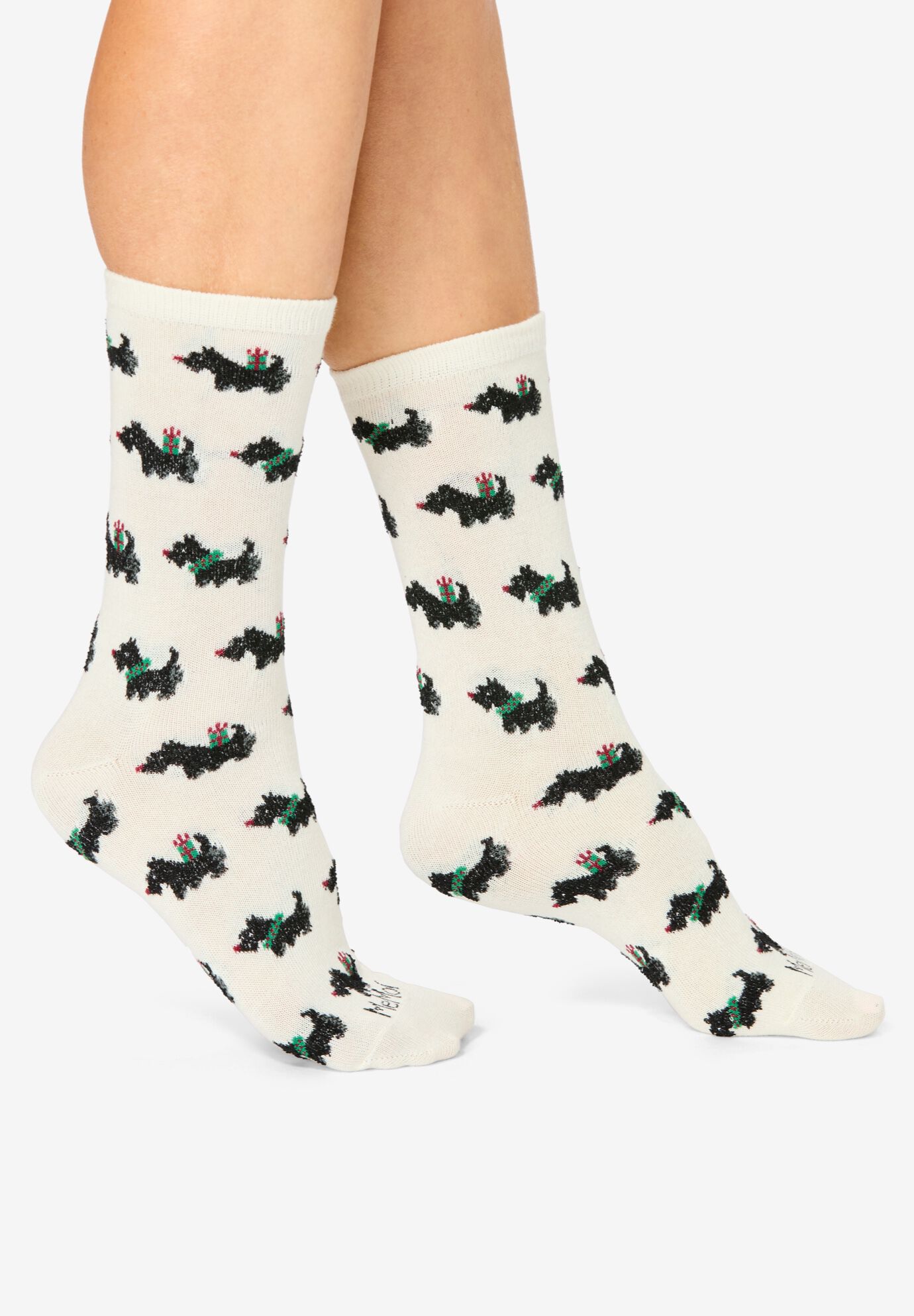 MeMoi&reg; 2-Pack Holiday Crew Socks, SCOTTIES SNOWMAN PACK, on-hover image number 1