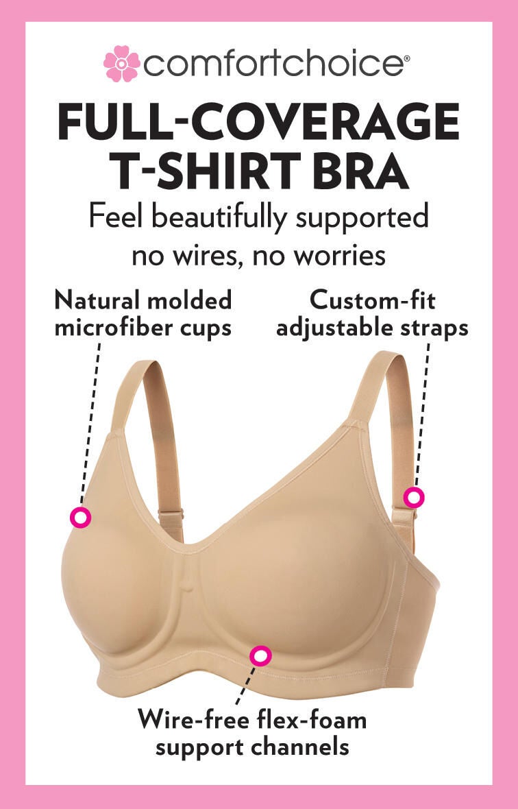 Full Coverage Wire Free T-shirt Bra, SKY BLUE, alternate image number 3