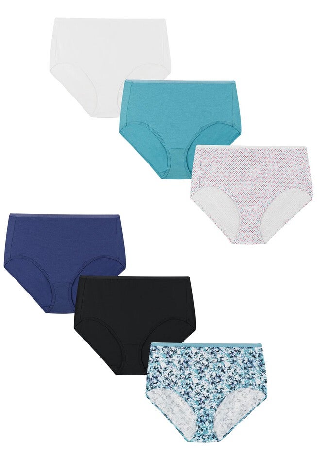 Women'S Cotton High Brief Underwear, 6-Pack, ASSORTED, hi-res image number null