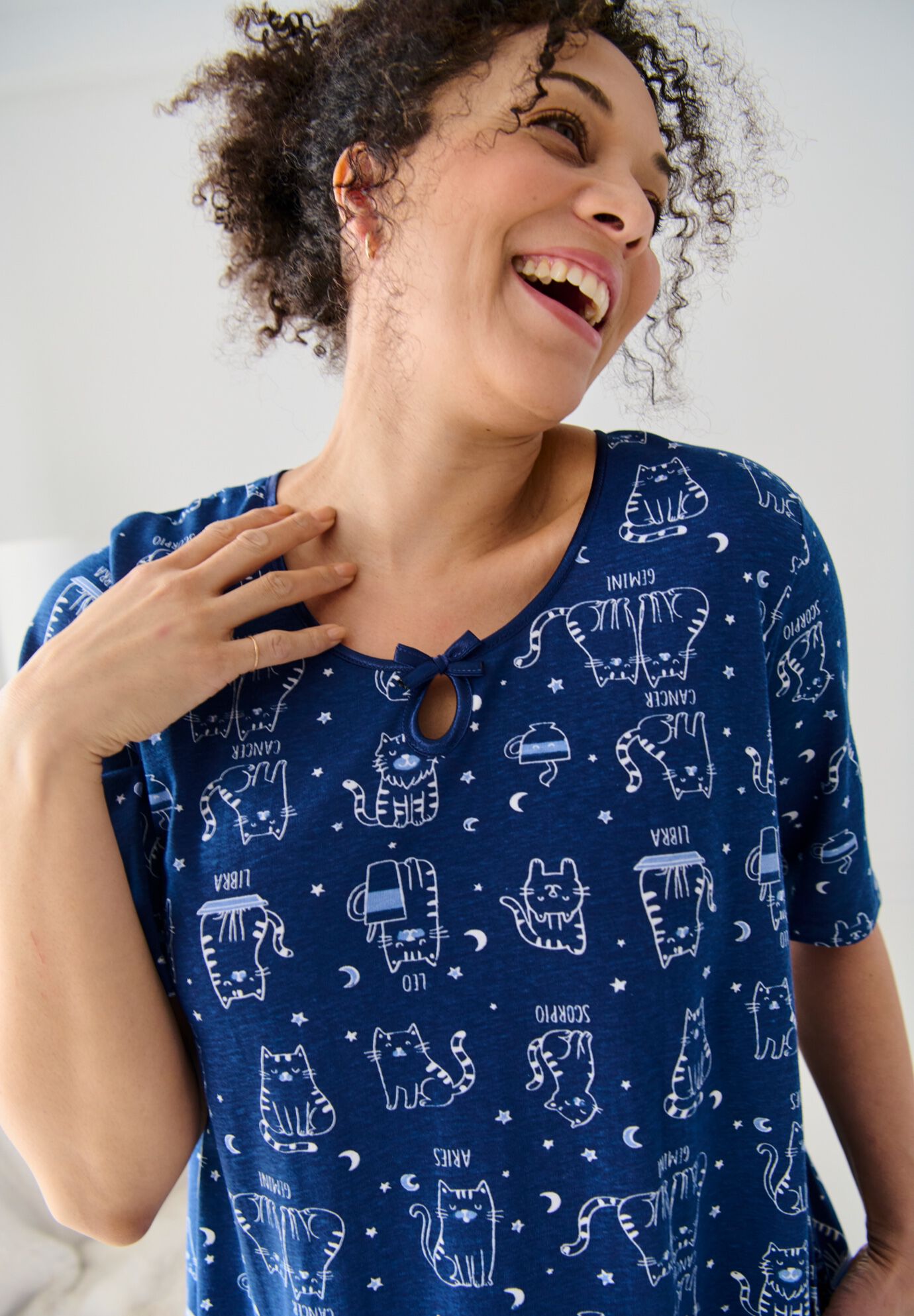 Serenada Keyhole Knit Sleepshirt, , on-hover image number 1