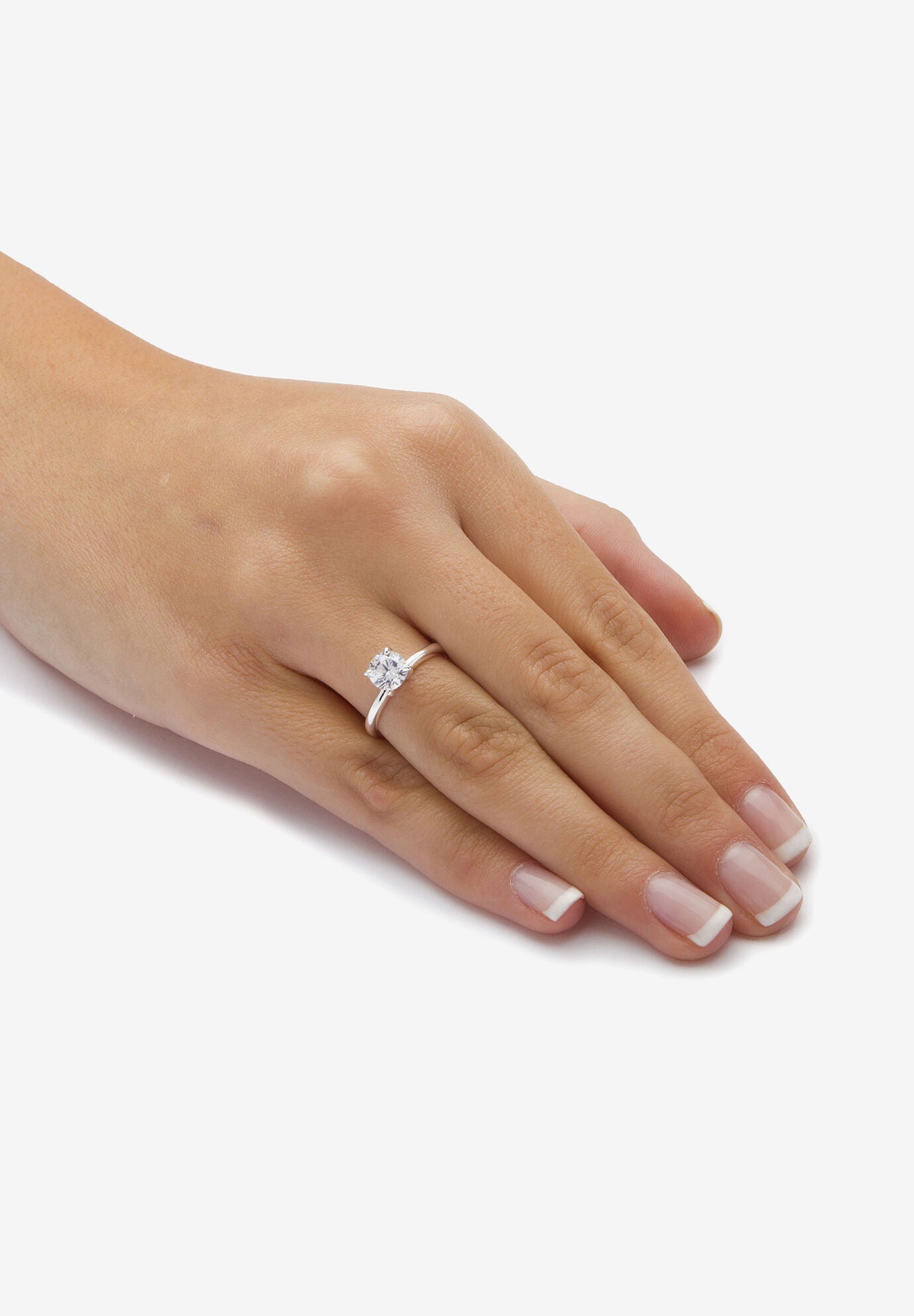 Sterling Silver Cubic Zirconia Solitaire Engagement Ring, , alternate image number 2