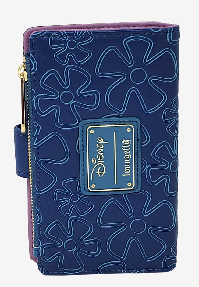 Loungefly X Disney Women'S Stitch Snap Flap Wallet Pineapples Flowers Blue Wallet, , alternate image number 6
