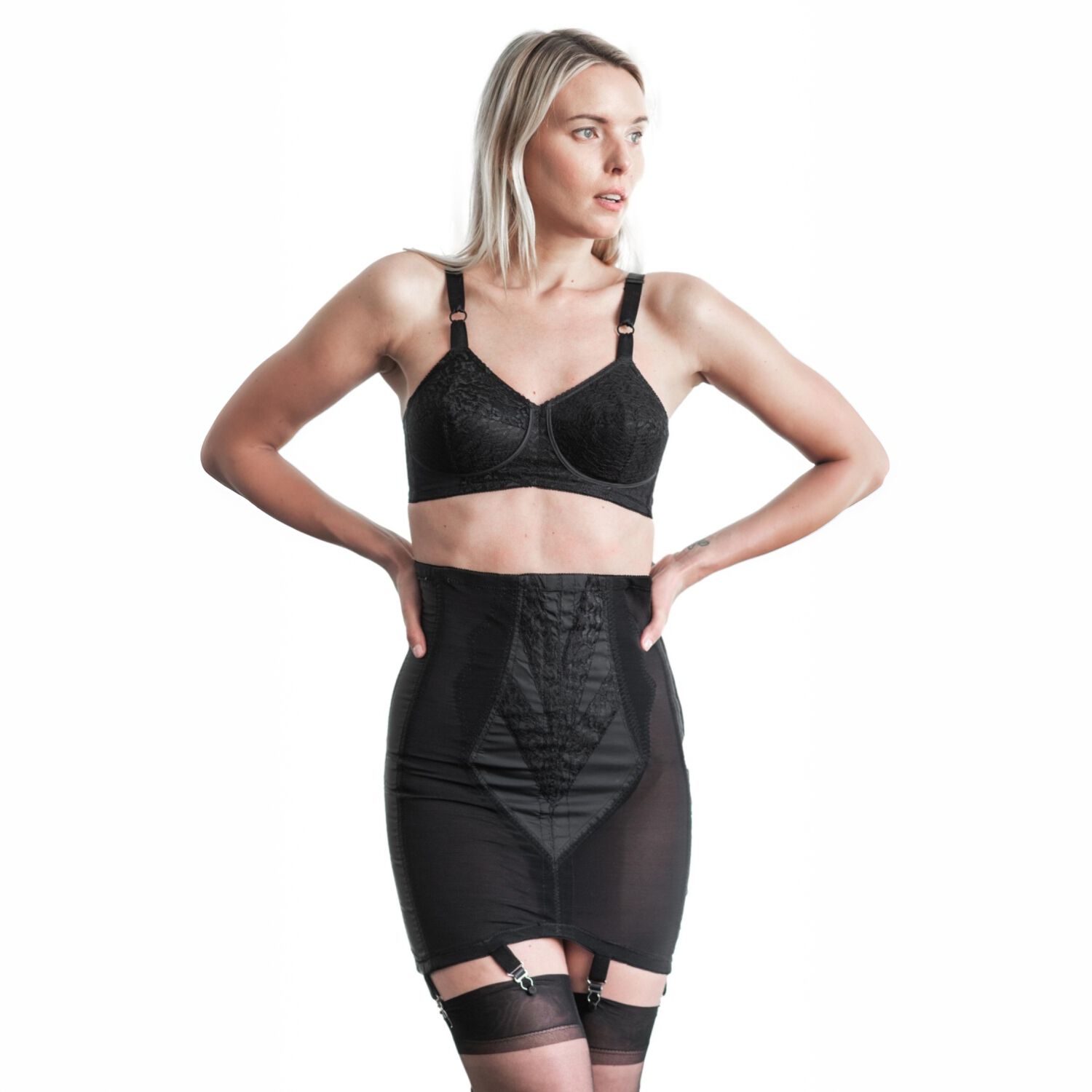 High Waist Open Bottom with Side Zipper, BLACK, alternate image number 2