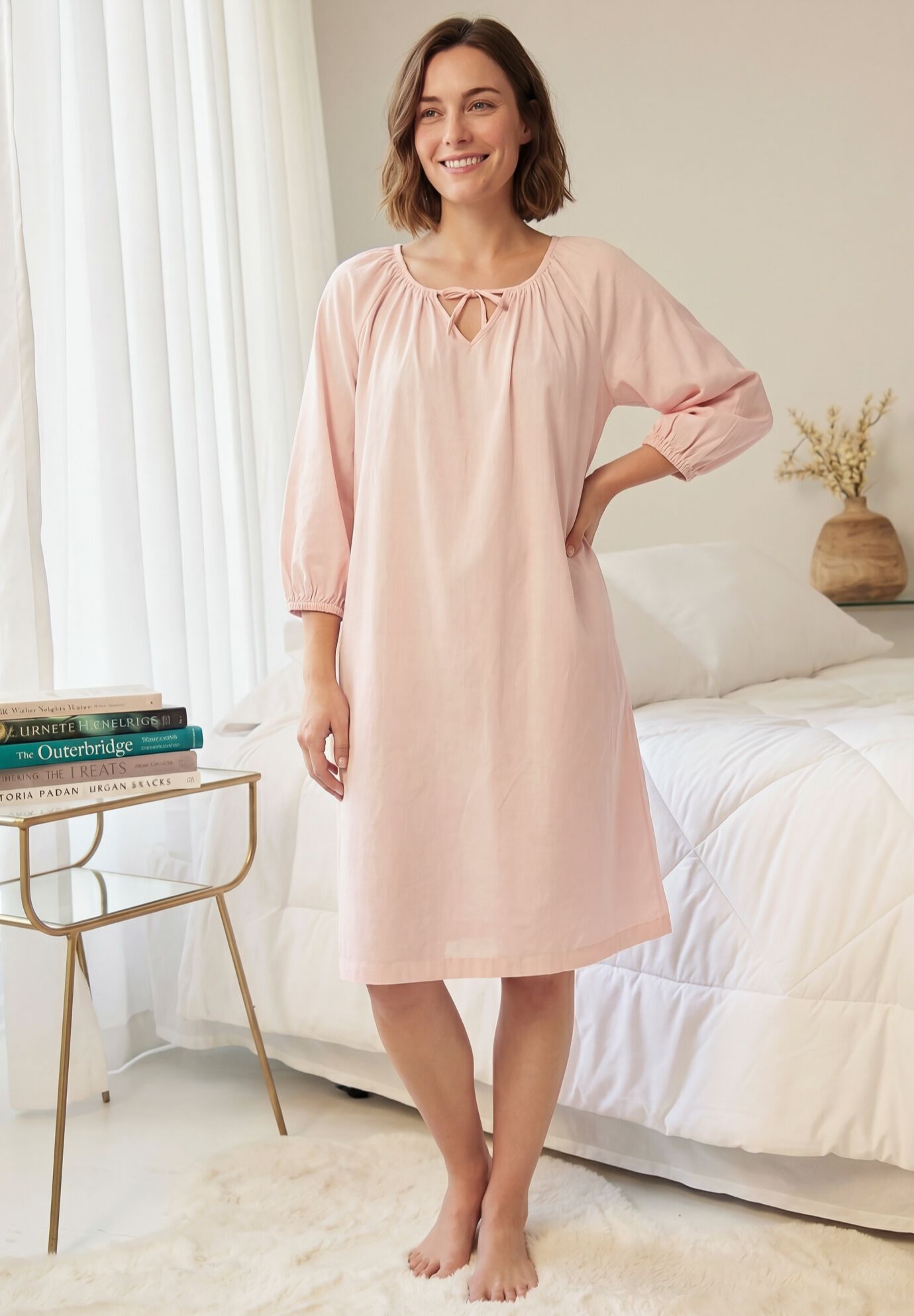 Cotton Peasant Gown Only Necessities, , alternate image number 2