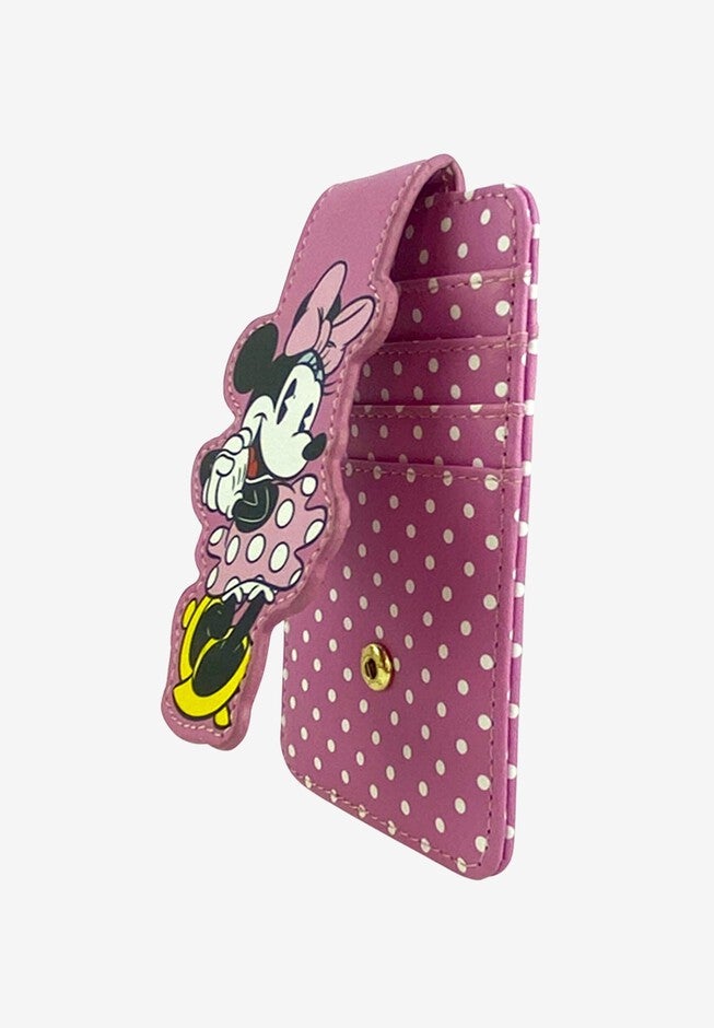 Disney Minnie Mouse Card Holder Wallet Polka Dot Button Snap Closure, , alternate image number null