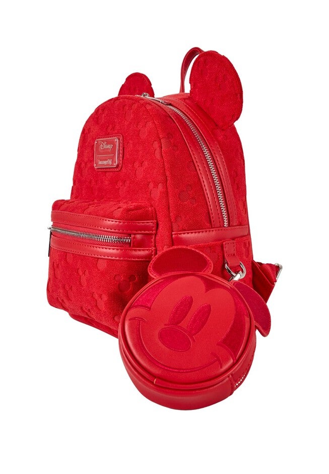 Loungefly Disney Mickey Ears Burnout Mini Backpack Red, RED, alternate image number null