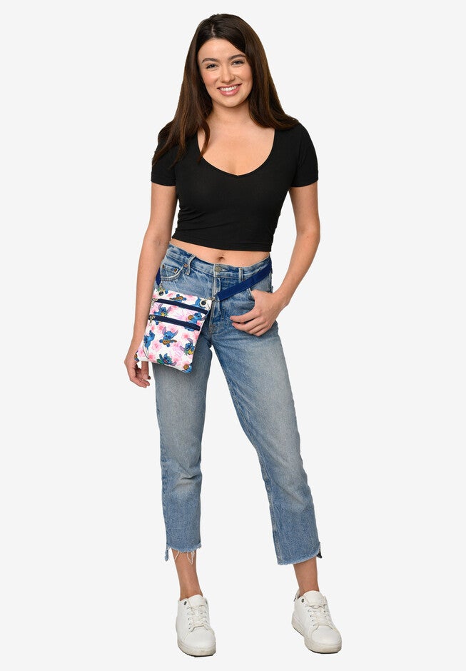 Stitch Passport Bag Travel Crossbody Purse Pink White, , alternate image number 4