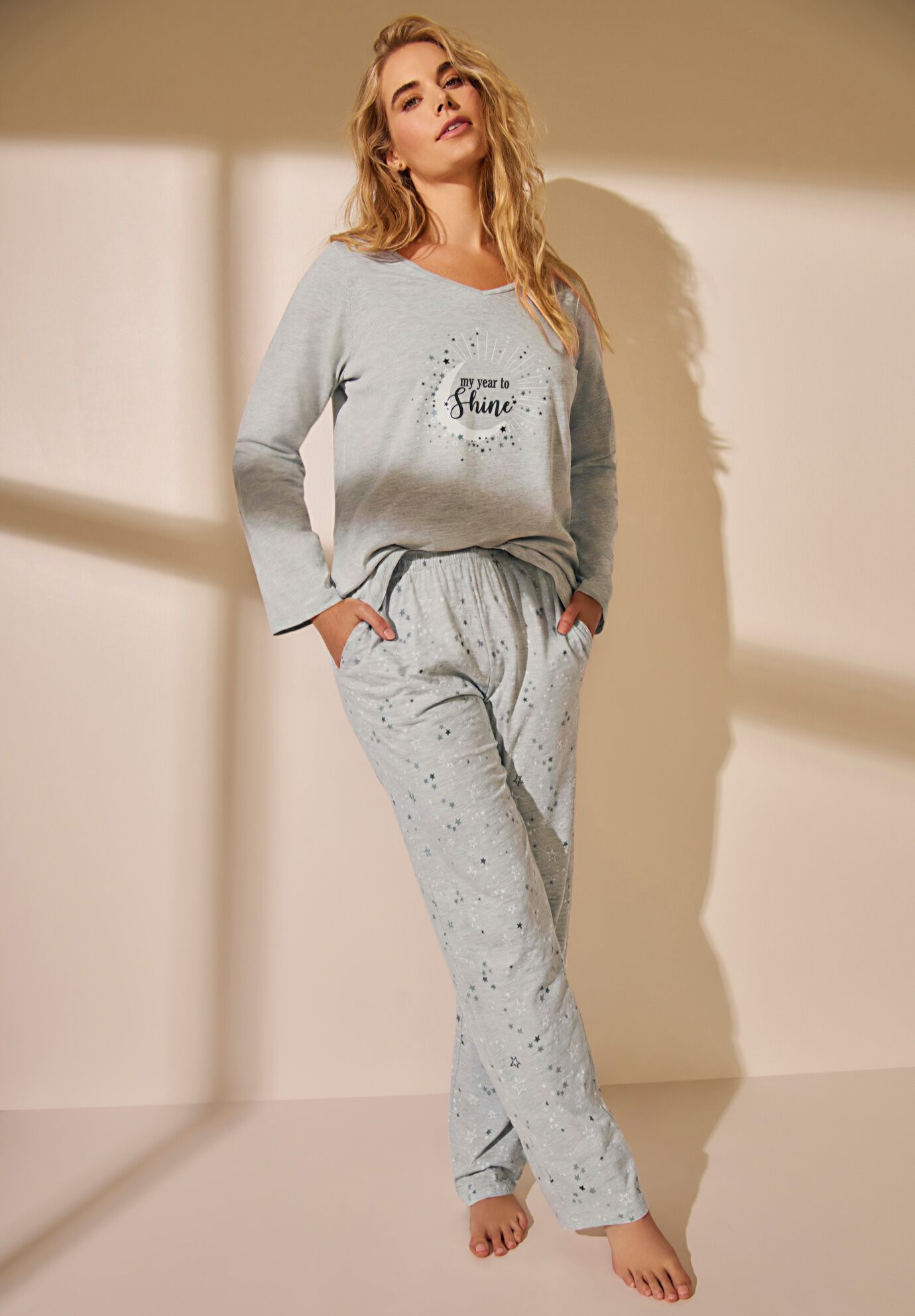 Three-Quarter Sleeve Pajama Set, , alternate image number 4
