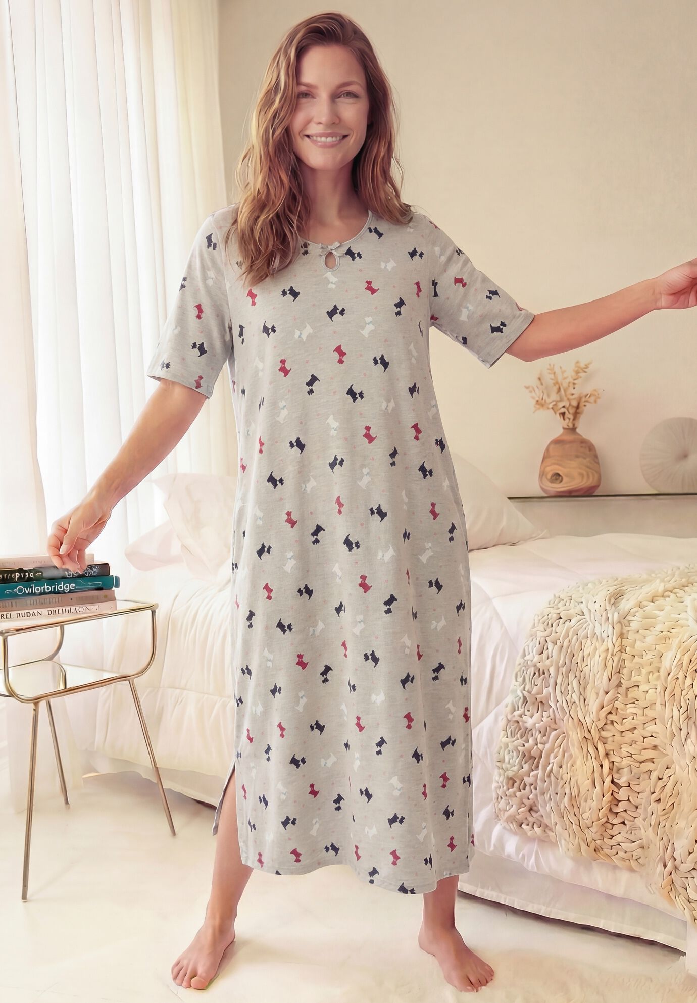 Serenada Keyhole Knit Sleepshirt, , alternate image number 2
