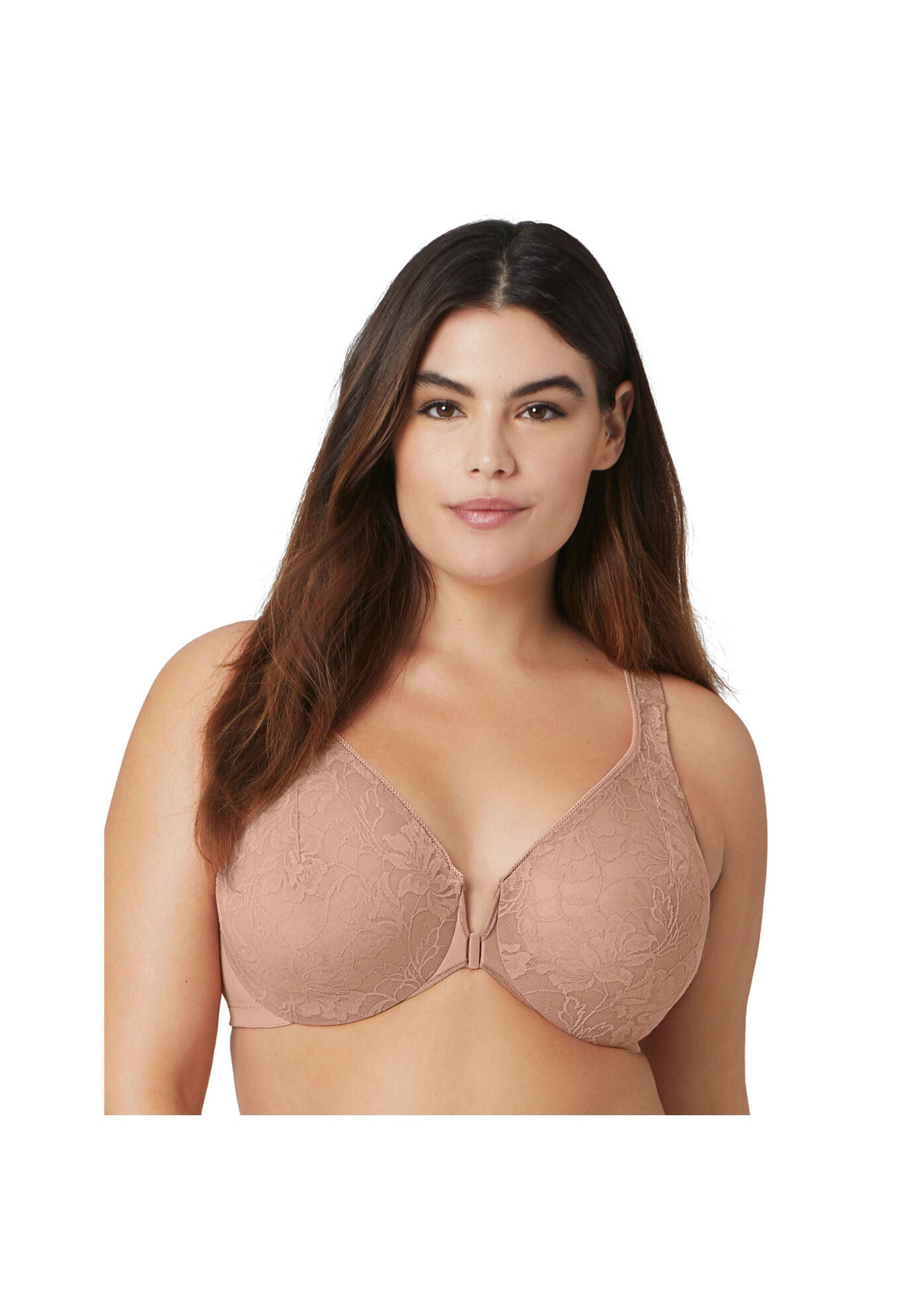 Glamorise Lacey T-Back Front-Closure WonderWire Underwire  Bra 9246 (Women&#39;s & Women&#39;s Plus), CAPPUCCINO, hi-res image number 0