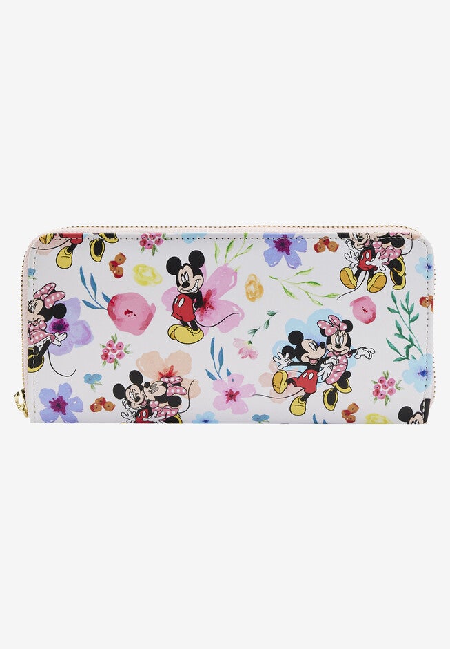 Loungefly X Disney Women'S Mickey & Minnie Mouse Floral Zip Around Wallet, , alternate image number null