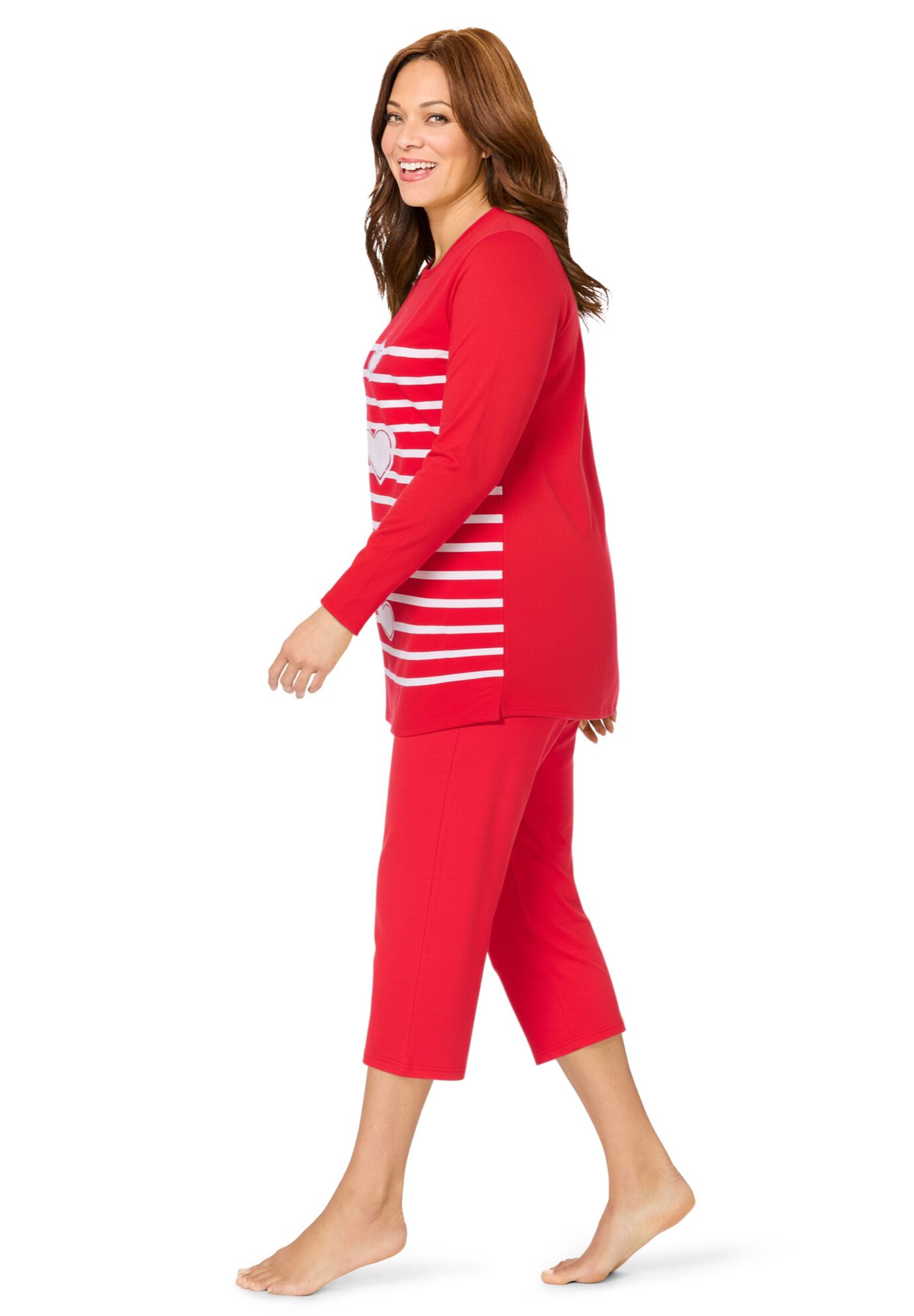 2-Piece Set Sweatshirt Capri, RADIANT RED, alternate image number 2
